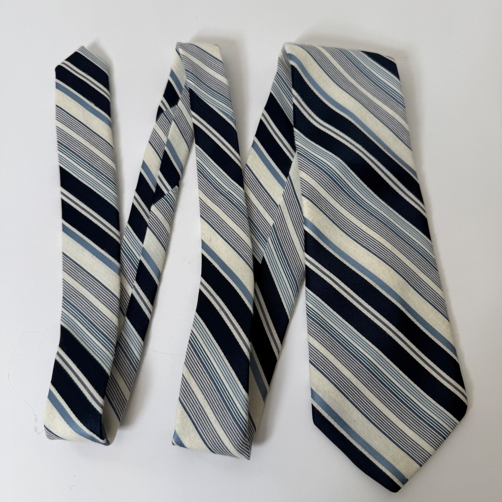 VTG Par Excellence Stripe‎ Necktie Polyester Men Classic Blue White Tie Career